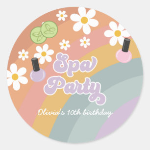 Sticker Rond Fête de Spa Rétro Anniversaire Arc-en-ciel