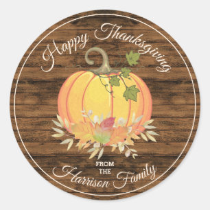 Sticker Rond Fête de Thanksgiving personnalisée de campagne rus