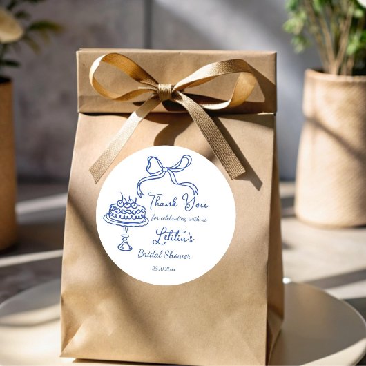 Sticker Rond Fête de thé de mariée à l'arc dessiné à la main