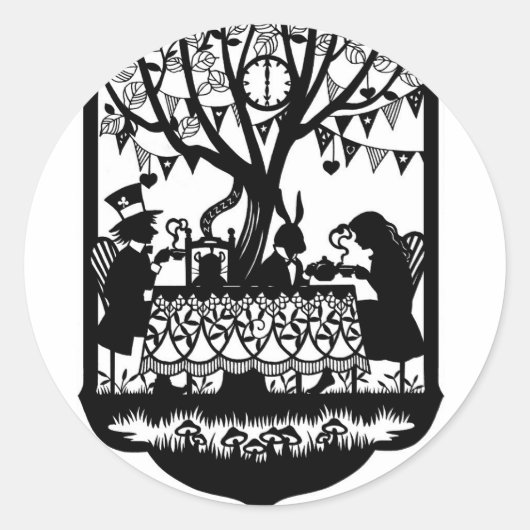 Sticker Rond Fête de thé Mad Hatters (Devant)