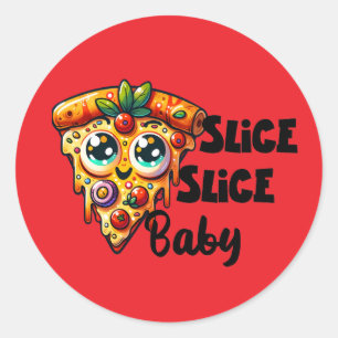 Sticker Rond Fête de tranche de pizza drôle