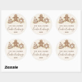 Sticker Rond Fête d'échange de biscuits de fêtes (Feuille)