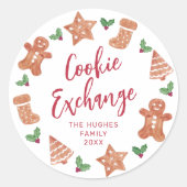 Sticker Rond Fête d'échange de biscuits de Noël (Devant)