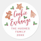 Sticker Rond Fête d'échange de biscuits de Noël (Devant)