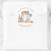 Sticker Rond Fête d'écrevisses d'été | Barbecue de fruits de me (Sac)