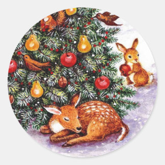 Sticker Rond fête des animaux d'hiver
