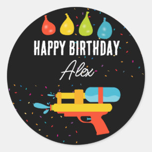 Sticker Rond Fête des Anniversaires de enfants d'été des canons