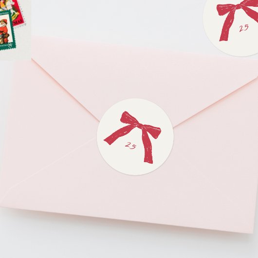 Sticker Rond fête des arcs rouges de Noël