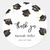 Sticker Rond Fête des diplômés Casquettes heureux (Devant)