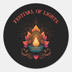 Sticker Rond Fête des lumières Diwali Hindu