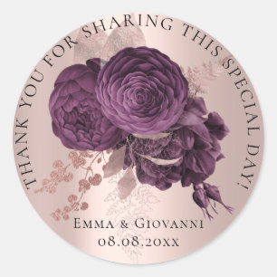 Sticker Rond Fête des mariées 16e Fleurs de couronnes Roses