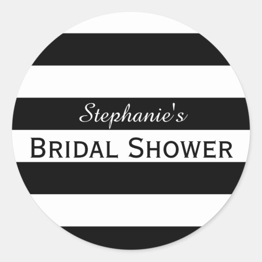 Sticker Rond Fête des mariées à rayures noir et blanc (Devant)