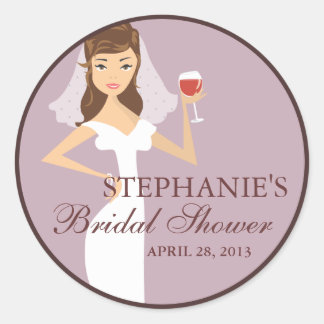 Sticker Rond Fête des mariées à thème moderne Bride vin Favoris