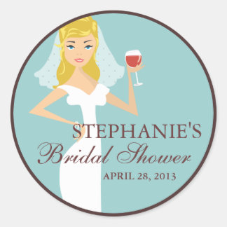 Sticker Rond Fête des mariées à thème moderne Bride vin Favoris