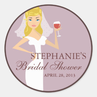 Sticker Rond Fête des mariées à thème moderne Bride vin Favoris