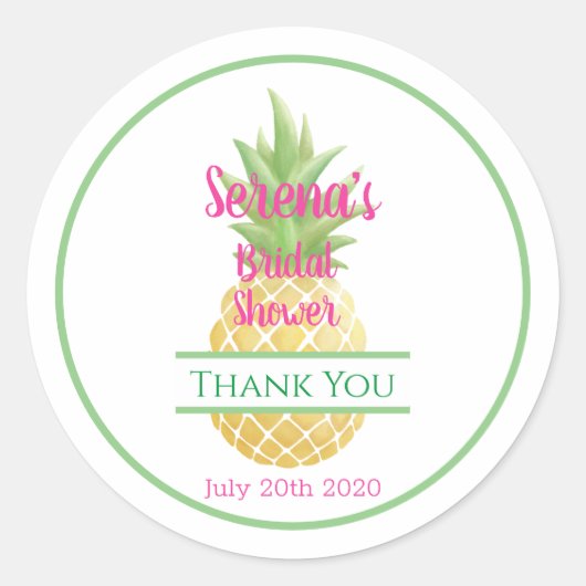 Sticker Rond Fête des mariées Aloha Bride ananas Merci (Devant)