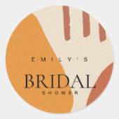 STICKER ROND FÊTE DES MARIÉES ARTISTIQUE TERRACOTTA ABSTRAITE M (Devant)