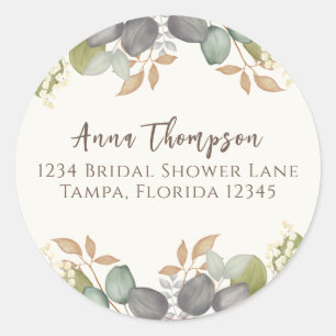 Sticker Rond Fête des mariées Automne Feuilles Élégante Adresse