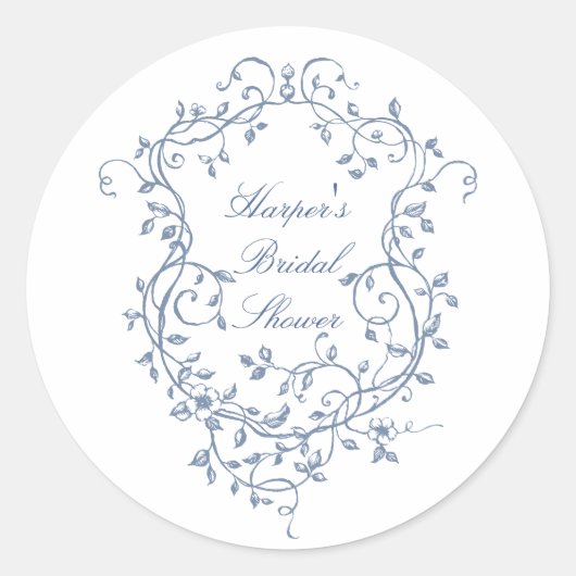 Sticker Rond Fête des mariées Bleue Victorienne Française Class (Devant)