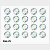 Sticker Rond Fête des mariées Blue Hydrangeas Merci (Feuille)