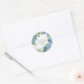 Sticker Rond Fête des mariées Blue Hydrangeas Merci (Enveloppe)