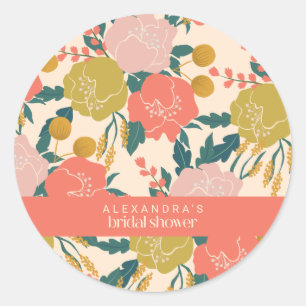 Sticker Rond Fête des mariées Boho Jaune Orange Botanique Fleur