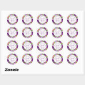 Sticker Rond Fête des mariées bouquet violet vibre (Feuille)