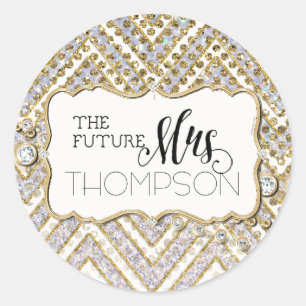 Sticker Rond Fête des mariées Chevron triped Jewel Parties scin