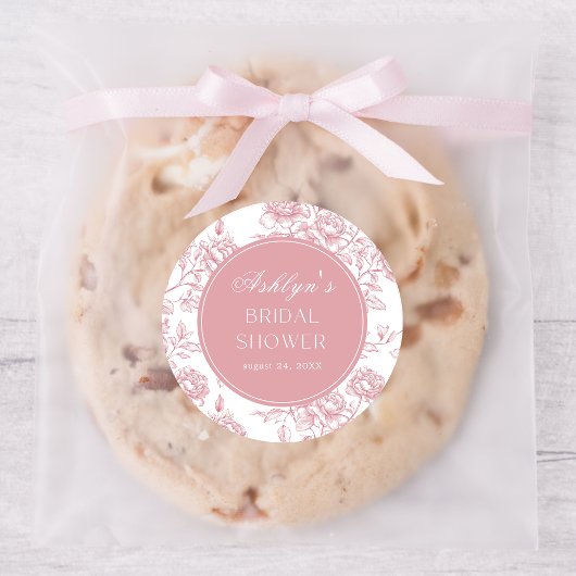 Sticker rond Fête des mariées Chinoiserie rose bla