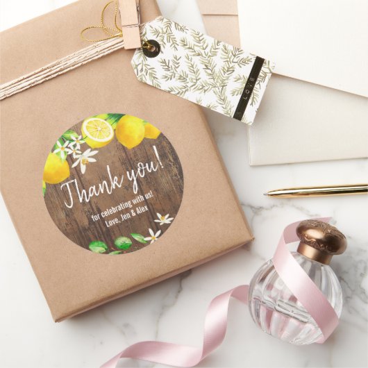 Sticker Rond Fête des mariées citron (Cadeaux)