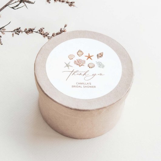 Sticker Rond Fête des mariées côtière Merci classique ronde