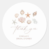 Sticker Rond Fête des mariées côtière Merci classique ronde (Devant)