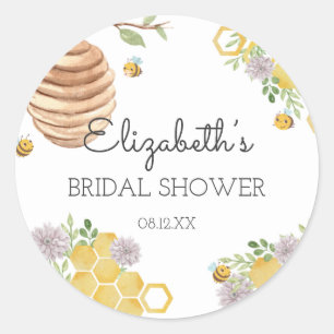 Sticker Rond Fête des mariées d'abeilles Aquarelle ruche