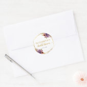 Sticker Rond Fête des mariées d'aquarelle florale violet modern (Enveloppe)