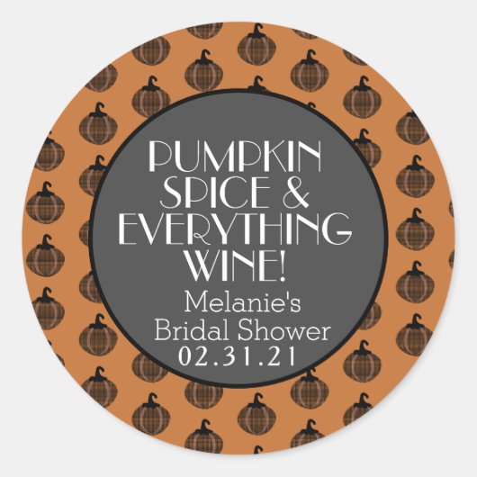 Sticker Rond Fête des mariées d'automne de vin d'épice citrouil (Devant)