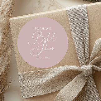 Sticker Rond Fête des mariées de calligraphie minimaliste Mauve