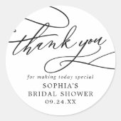 Sticker Rond Fête des mariées de calligraphie romantique Merci  (Devant)