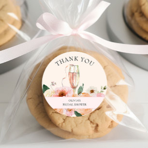 Sticker Rond Fête des mariées de champagne rose floral moderne