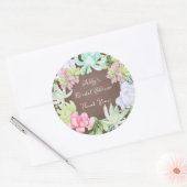 Sticker Rond Fête des mariées de couronne de verdure Succulente (Enveloppe)