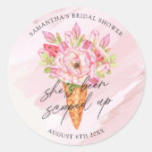 Sticker Rond Fête des mariées de crème glacée à l'aquarelle (Devant)