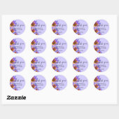 Sticker Rond Fête des mariées de fleurs d'aquarelle violet Merc (Feuille)