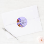 Sticker Rond Fête des mariées de fleurs d'aquarelle violet Merc (Enveloppe)