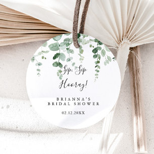 Sticker Rond Fête des mariées de l'heure de Sip Sip d'Eucalyptu