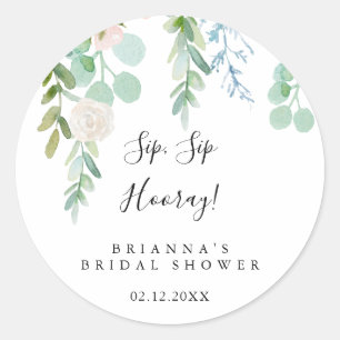 Sticker Rond Fête des mariées de l'heure des sip sip florale tr