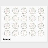 Sticker Rond Fête des mariées de Mariage Boho rose vif (Feuille)