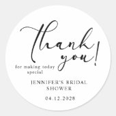 Sticker Rond Fête des mariées de Merci simple et moderne noir (Devant)