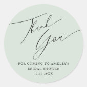 Sticker Rond Fête des mariées de Merci verte minimale (Devant)