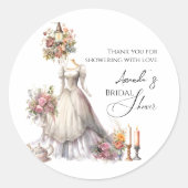 Sticker Rond Fête des mariées de robe de Mariage victorienne (Devant)