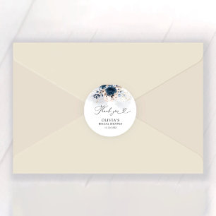 Sticker Rond Fête des mariées de Rose bleu et poussiéreux de la