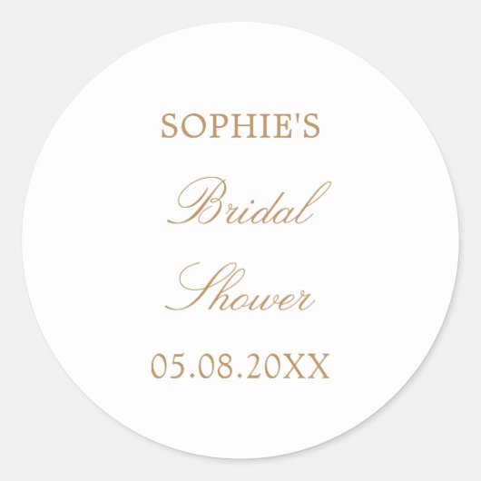 Sticker Rond Fête des mariées de script beige doré (Devant)